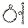 Copper Toggle Clasps Jewelry Findings Lead-free Platina Plated, Loop:15x11mm Bar:18mm Hole:2mm, Sold by Bag