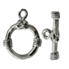 Copper Toggle Clasps Jewelry Findings Lead-free Platina Plated, Loop:18x14mm Bar:18mm Hole:2mm, Sold by Bag