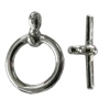 Copper Toggle Clasps Jewelry Findings Lead-free Platina Plated, Loop:19x14mm Bar:18mm Hole:2mm, Sold by Bag