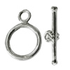 Copper Toggle Clasps Jewelry Findings Lead-free Platina Plated, Loop:18x13mm Bar:21mm Hole:2mm, Sold by Bag