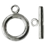 Copper Toggle Clasps Jewelry Findings Lead-free Platina Plated, Loop:15x11mm Bar:14mm Hole:2mm, Sold by Bag