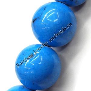 Turquoise Beads, Round 4mm Hole:About 1-1.5mm, Sold per 16-inch Strand