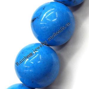 Turquoise Beads, Round 12mm Hole:About 1-1.5mm, Sold per 16-inch Strand