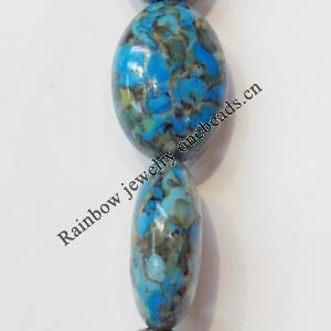 Turquoise Beads, Flat Oval 10x13mm Hole:About 1-1.5mm, Sold by KG