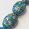 Turquoise Beads, Flat Oval 10x13mm Hole:About 1-1.5mm, Sold by KG