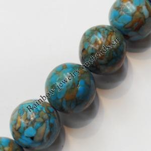 Turquoise Beads, Round 8mm Hole:About 1-1.5mm, Sold per 16-inch Strand