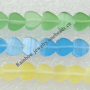 Cat's Eye jewelry Beads, Flat Heart, 4x4mm Length:16-inch, Sold by Strand