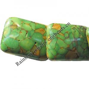 Turquoise Beads,Rectangle 22x30x9mm Hole:About 1-1.5mm, Sold by KG