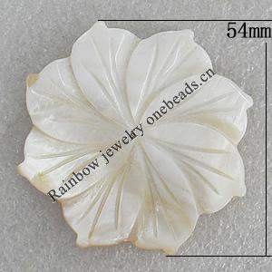 Carved Shell Pendant, Flower 54mm Hole:1mm, Sold by PC
