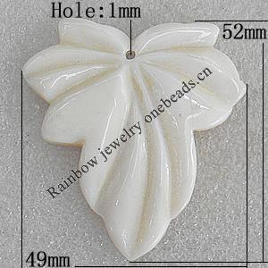 Carved Shell Pendant, Leaf 52x49mm Hole:1mm, Sold by PC