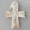 Carved Shell Pendant, Cross 61x41mm Hole:1mm, Sold by PC