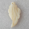 Carved Shell Pendant, Leaf 50x22mm Hole:1mm, Sold by PC