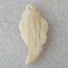 Carved Shell Pendant, Leaf 50x22mm Hole:1mm, Sold by PC
