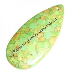 Turquoise Stone Pendant,Teardrop, 25x54mm, Sold by PC