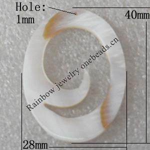 Carved Shell Pendant, 40x28mm Hole:1mm, Sold by PC