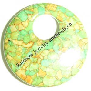 Turquoise Stone Pendant, Flat Round, 40mm, Sold by PC
