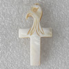 Carved Shell Pendant, Cross 48x25mm Hole:1mm, Sold by PC