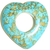 Turquoise Stone Pendant, Heart, 39x40mm, Sold by PC