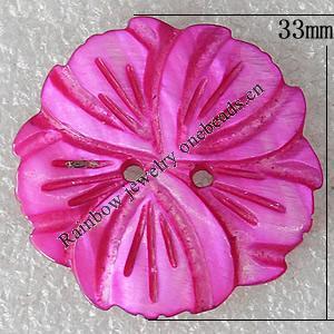 Carved Shell Pendant, Flower 33mm Hole:2mm, Sold by PC