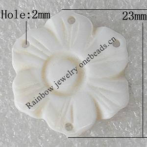 Carved Shell Pendant, Flower 23mm Hole:2mm, Sold by PC
