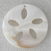Carved Shell Pendant, Flat Round 44mm Hole:1mm, Sold by PC