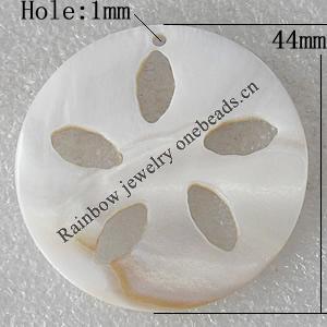 Carved Shell Pendant, Flat Round 44mm Hole:1mm, Sold by PC