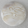 Carved Shell Pendant, Flat Round 60mm Hole:1mm, Sold by PC