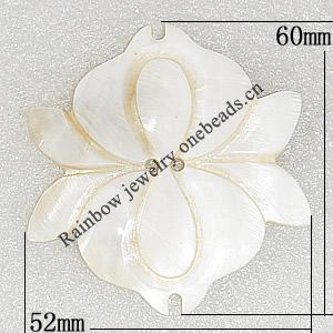 Carved Shell Pendant, Flower 60x52mm Hole:1.5mm, Sold by PC