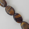 Gemstone Beads Strands, Tiger Eye Flat Oval 14x10mm Hole:1mm, Sold per 16-inch strand