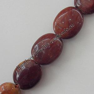 Gemstone Beads Strands, Tiger Eye Flat Oval 10x8mm Hole:1mm, Sold per 16-inch strand