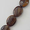 Gemstone Beads Strands, Tiger Eye Flat Oval 20x15mm Hole:1.5mm, Sold per 16-inch strand