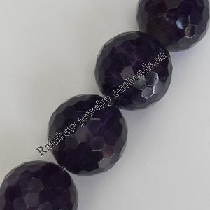 Bead,Amethyst(natural), Faceted Round 12mm Hole:1mm, Sold per 16-inch strand