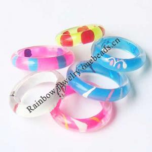 Acrylic Finger Ring, Mixed color & Size, 18-21mm, Hole:Approx 13-16mm, Sold by Group