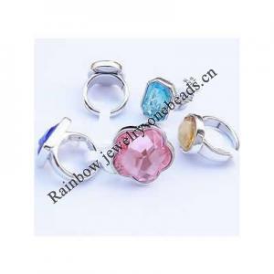 Acrylic Finger Ring, Assorted size, mixed color & style, Flower, 8-10.5#, 20-28mm, Hole:Approx 18-20mm, Sold by Bag