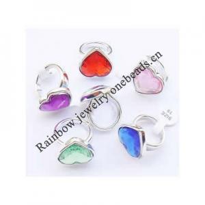 Acrylic Finger Ring, mixed color & size, Heart, 8-10.5#, 24x24x8mm, Hole:Approx 18-20mm, Sold by Bag