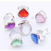 Acrylic Finger Ring, mixed color & size, Heart, 8-10.5#, 24x24x8mm, Hole:Approx 18-20mm, Sold by Bag