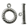 Copper Toggle Clasps Jewelry Findings Lead-free Platina Plated, Loop:19x14mm Bar:19mm Hole:2mm, Sold by Bag
