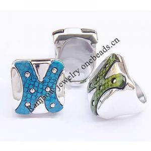 Acrylic Finger Ring, mixed color & size, Square, 8-10.5#, 27x27x10mm, Hole:Approx 18-20mm, Sold by Bag