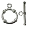 Copper Toggle Clasps Jewelry Findings Lead-free Platina Plated, Loop:21x16mm Bar:24mm Hole:2.5mm, Sold by Bag