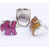 Acrylic Finger Ring, mixed color & size, Rectangle, 8-10.5#, 22x26x10mm, Hole:Approx 18-20mm, Sold by Bag