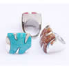 Acrylic Finger Ring, mixed color & size, Rectangle, 8-10.5#, 22x26x10mm, Hole:Approx 18-20mm, Sold by Bag