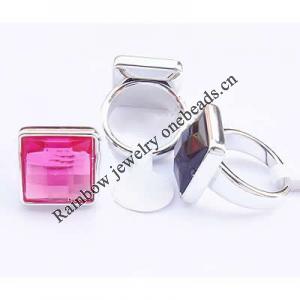Acrylic Finger Ring, mixed color & size, Square, 8-10.5#, 20x20x10mm, Hole:Approx 18-20mm, Sold by Bag
