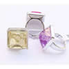 Acrylic Finger Ring, mixed color & size, Square, 8-10.5#, 25x25x13mm, Hole:Approx 18-20mm, Sold by Bag