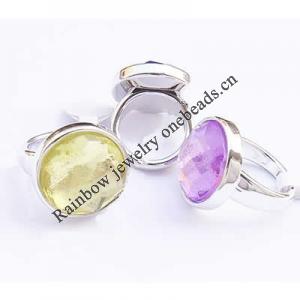 Acrylic Finger Ring, mixed color & size, Round, 8-10.5#, 24x24x10mm, Hole:Approx 18-20mm, Sold by Bag