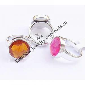 Acrylic Finger Ring, mixed color & size, Round, 8-10.5#, 20x20x10mm, Hole:Approx 18-20mm, Sold by Bag