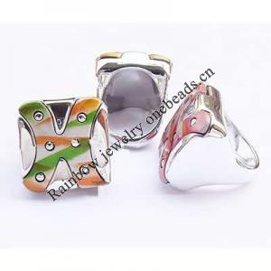 Acrylic Finger Ring, mixed color & size, Square, 8-10.5#, 27x27x12mm, Hole:Approx 18-20mm, Sold by Bag