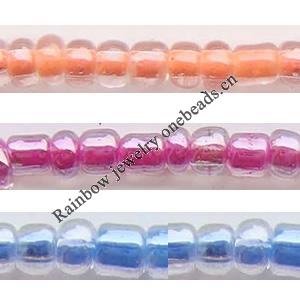 Glass Seed Beads, Transparent beads, multicolor dyed, Rondelle, 3x2mm, Sold by Bag