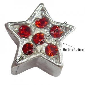 European Style Beads, Jewelry Findings Zinc Alloy with Rhinestone, 14mm, Hole:4.5mm, Sold by PC