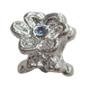 European Style Beads, Jewelry Findings Zinc Alloy with Rhinestone, 9x11mm, Hole:4.5mm, Sold by PC
