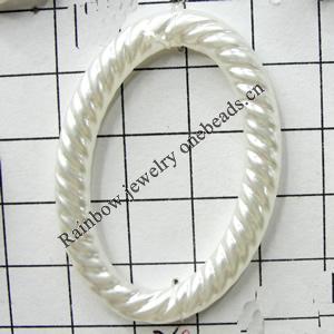 Imitation Pearl Acrylic Connector, Oval Donut, 47x33mm, Sold by Bag